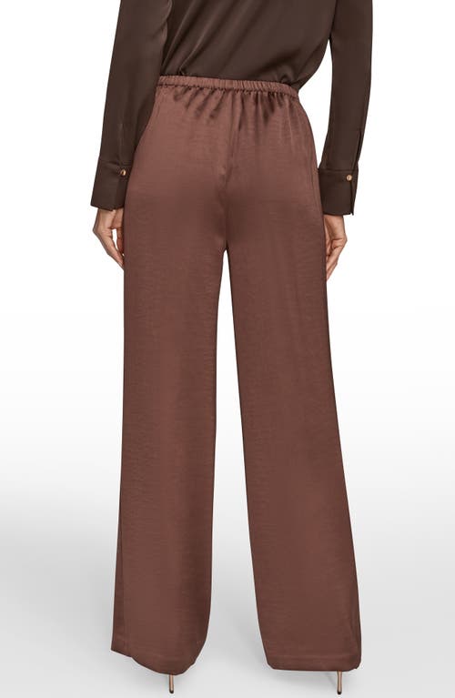 Donna Karan New York Wide Leg Satin Pants In Brown