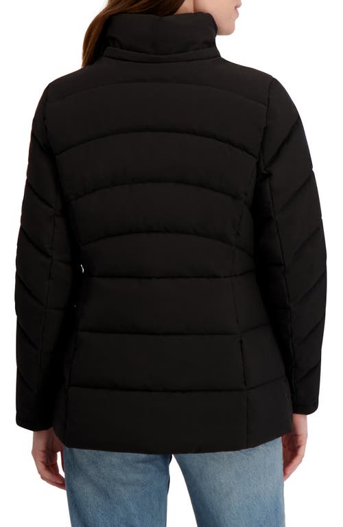 Laundry By Shelli Segal Short Puffer With Faux Fur Trim Hood In Black