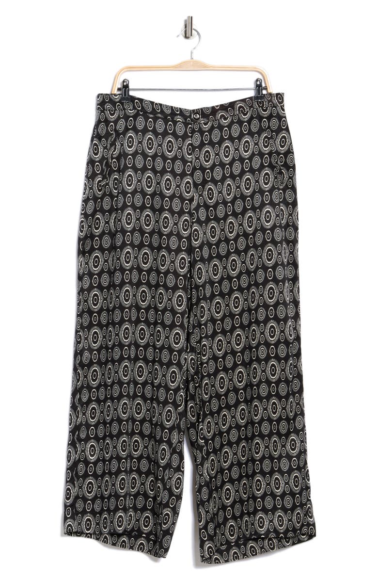 T Tahari Patterned Wide Leg Pants, Alternate, color, Black/ Ivory Circles