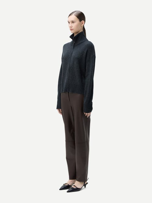 Gobi Mongolian Cashmere Cashmere Zip Cardigan In Charcoal