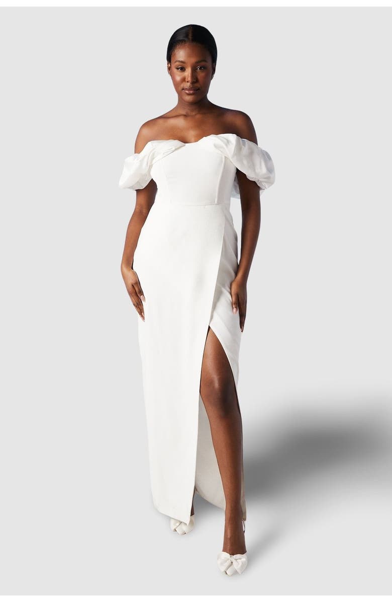 Coast Corset Sleeve Wedding Dress, Main, color, Ivory