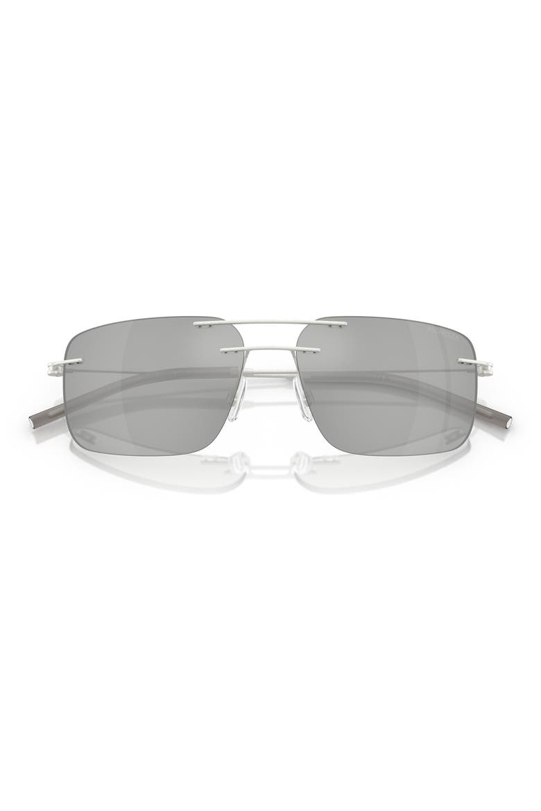56mm Rimless Rectangular Sunglasses, Alternate, color, MATTE SILVER