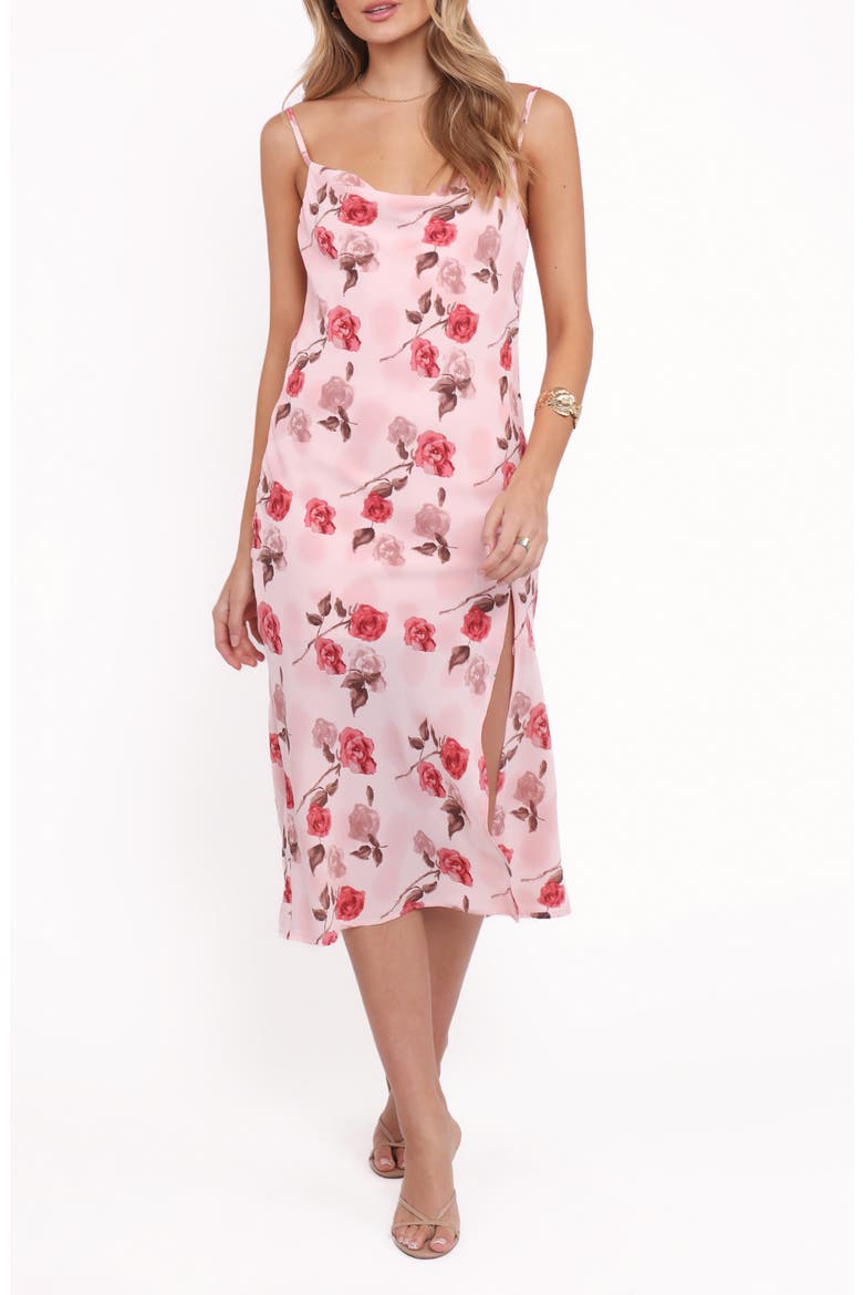 Yelena Rose Print Satin Slipdress, Main, color, PINK FLORAL