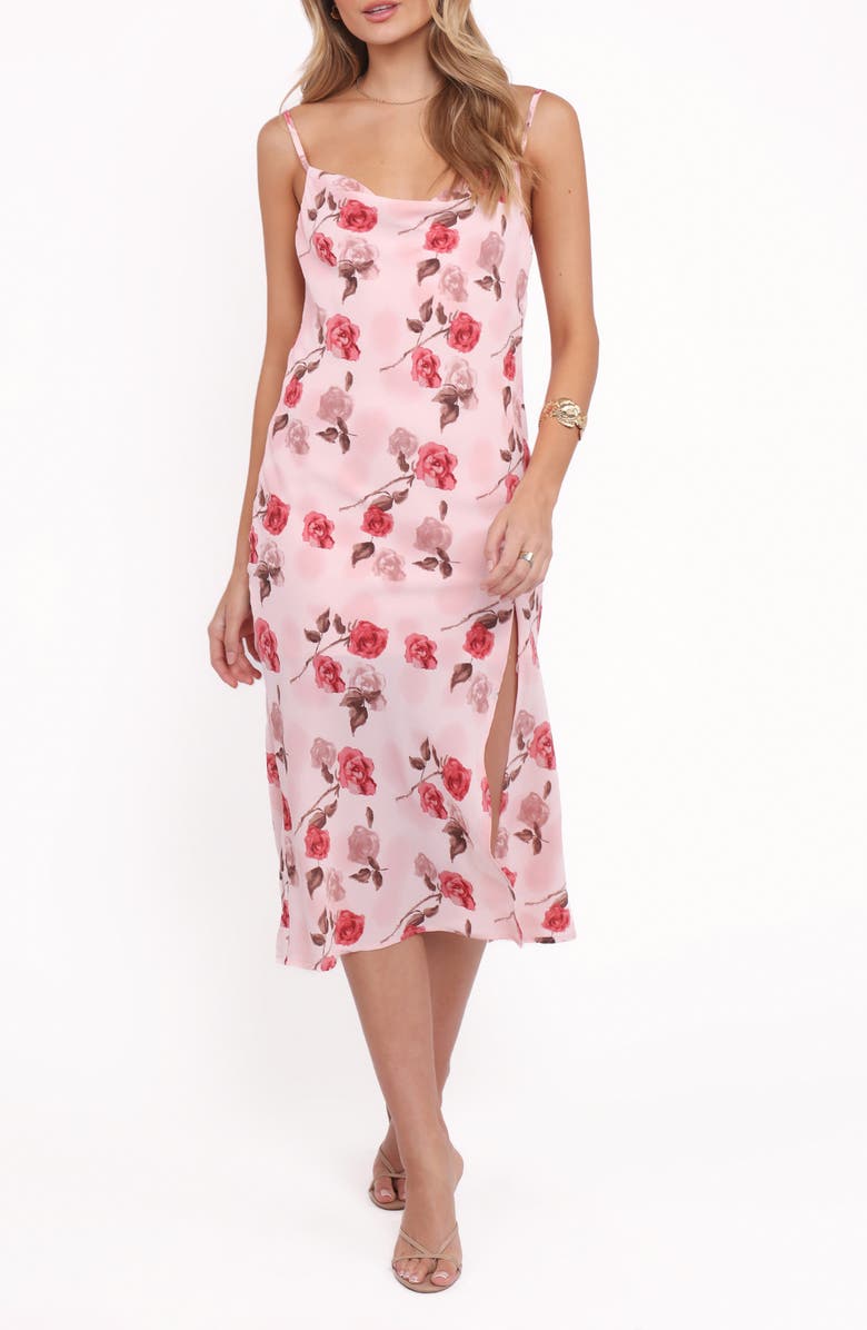 Petal & Pup Yelena Rose Print Satin Slipdress, Main, color,