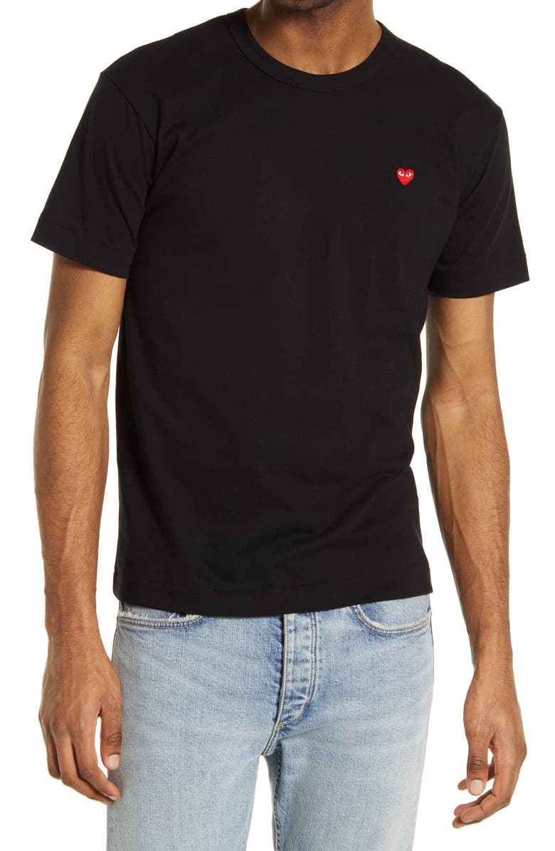Comme des Garçons PLAY Embroidered Cotton T-Shirt, Main, color, 