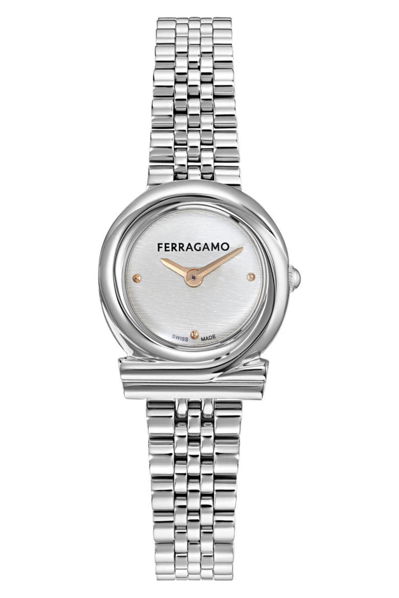 Gancini Twisted Bracelet Watch, 23mm, Main, color, SILVER/ STAINLESS STEEL