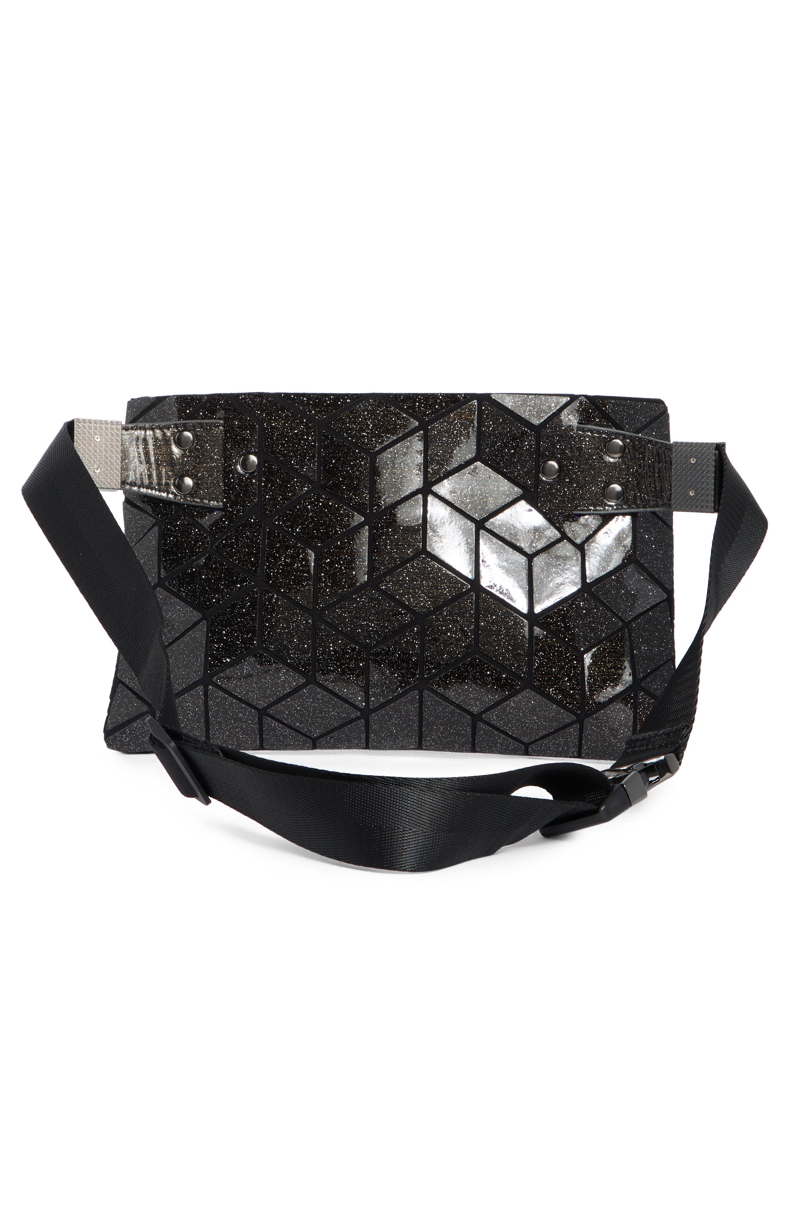 PATRIZIA LUCA Glitter Geo Belt Bag, Alternate, color, Black Glitter