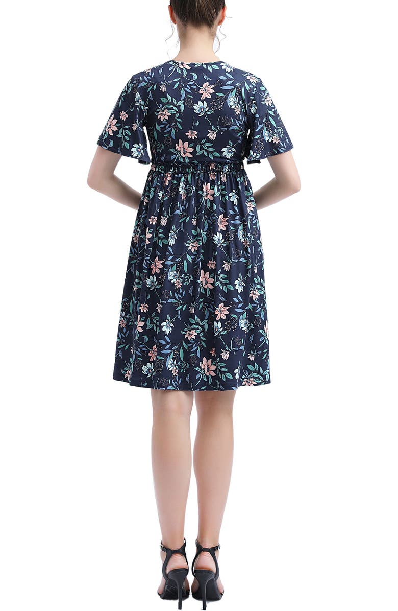 Kimi & Kai Annis V-Neck Maternity Nursing Dress, Alternate, color, Navy