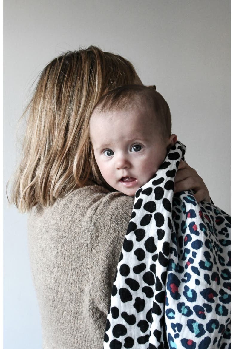 Animal Sensory Reversible 3-Layer Organic Cotton Muslin Blanket, Alternate, color, ANIMAL PRINT MIXED