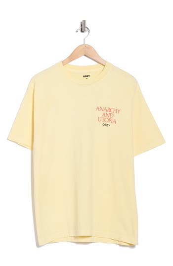 Obey Anarchy & Utopia Graphic T-shirt In Yellow