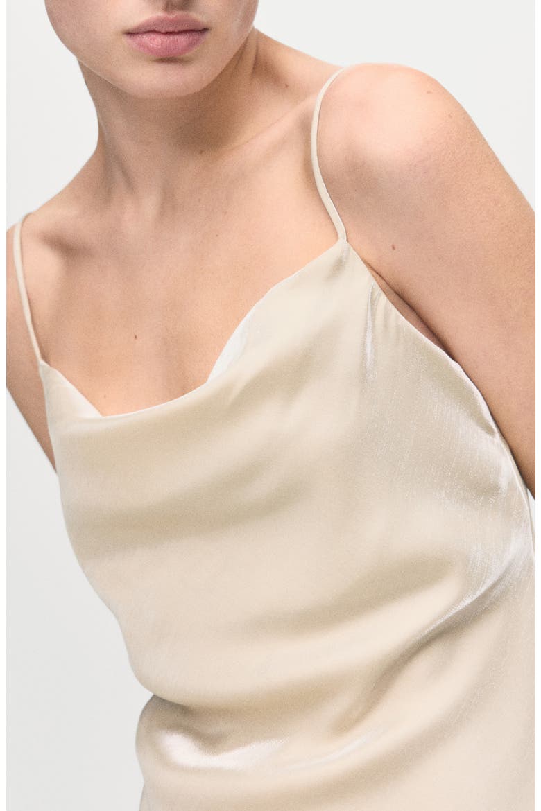 Cowl Neck Satin Mini Slipdress, Alternate, color, IVORY WHITE