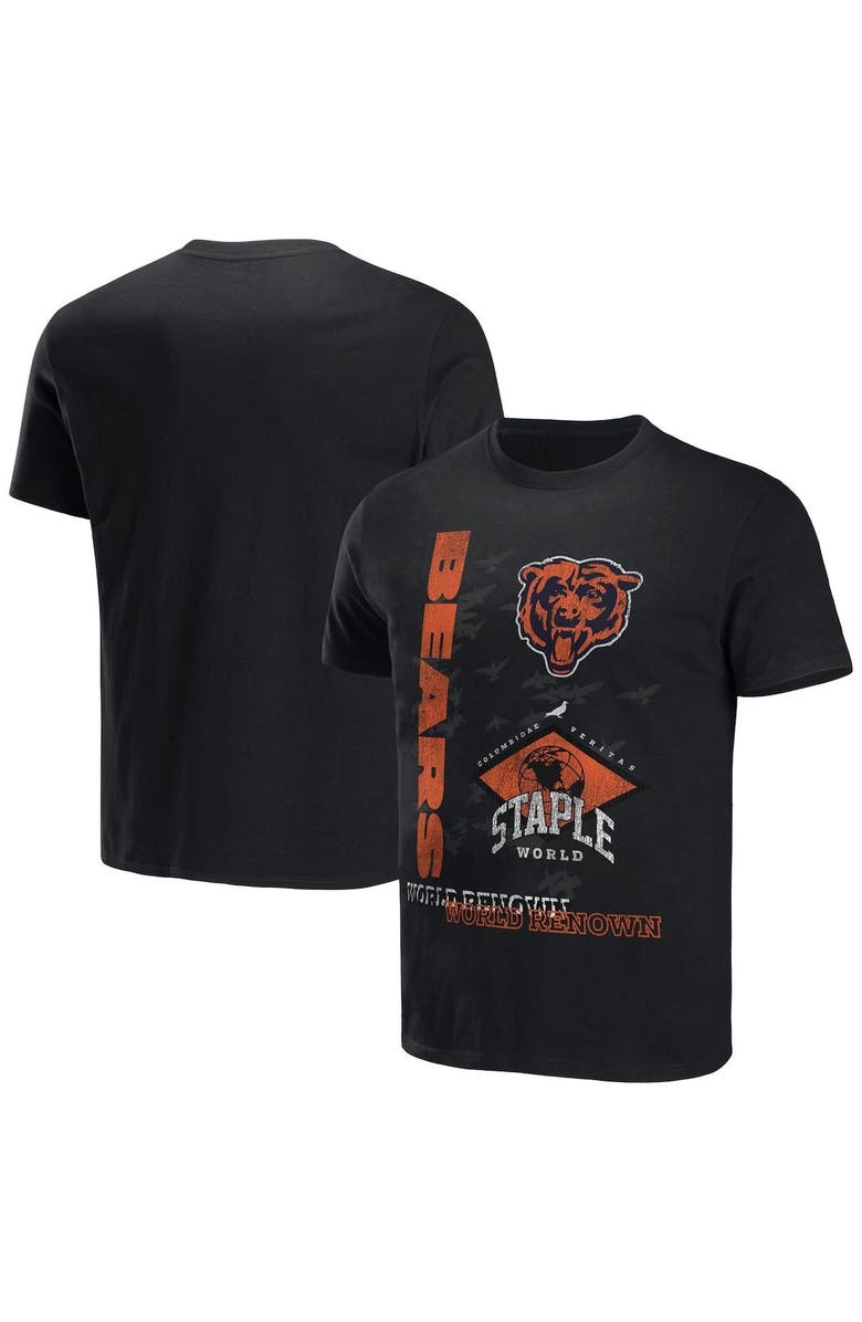 STAPLE Men's NFL x Staple Black Chicago Bears World Renowned T-Shirt, Alternate, color, 
