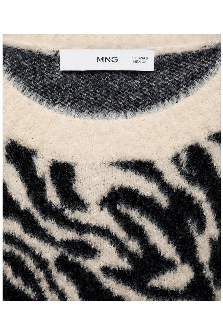 Zebra Jacquard Crewneck Sweater, Alternate, color, ECRU