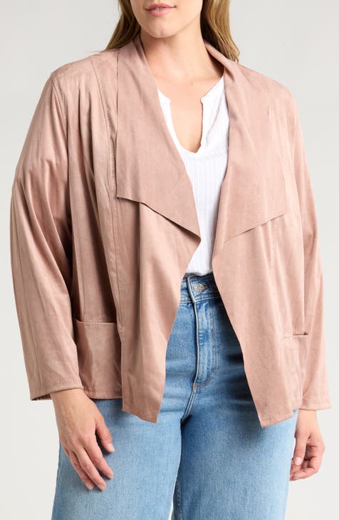 Draped Faux Suede Jacket (Plus)