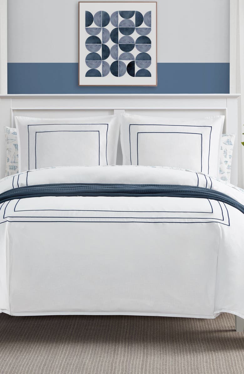 Nautica Alden Duvet Cover & Sham Set, Main, color, White