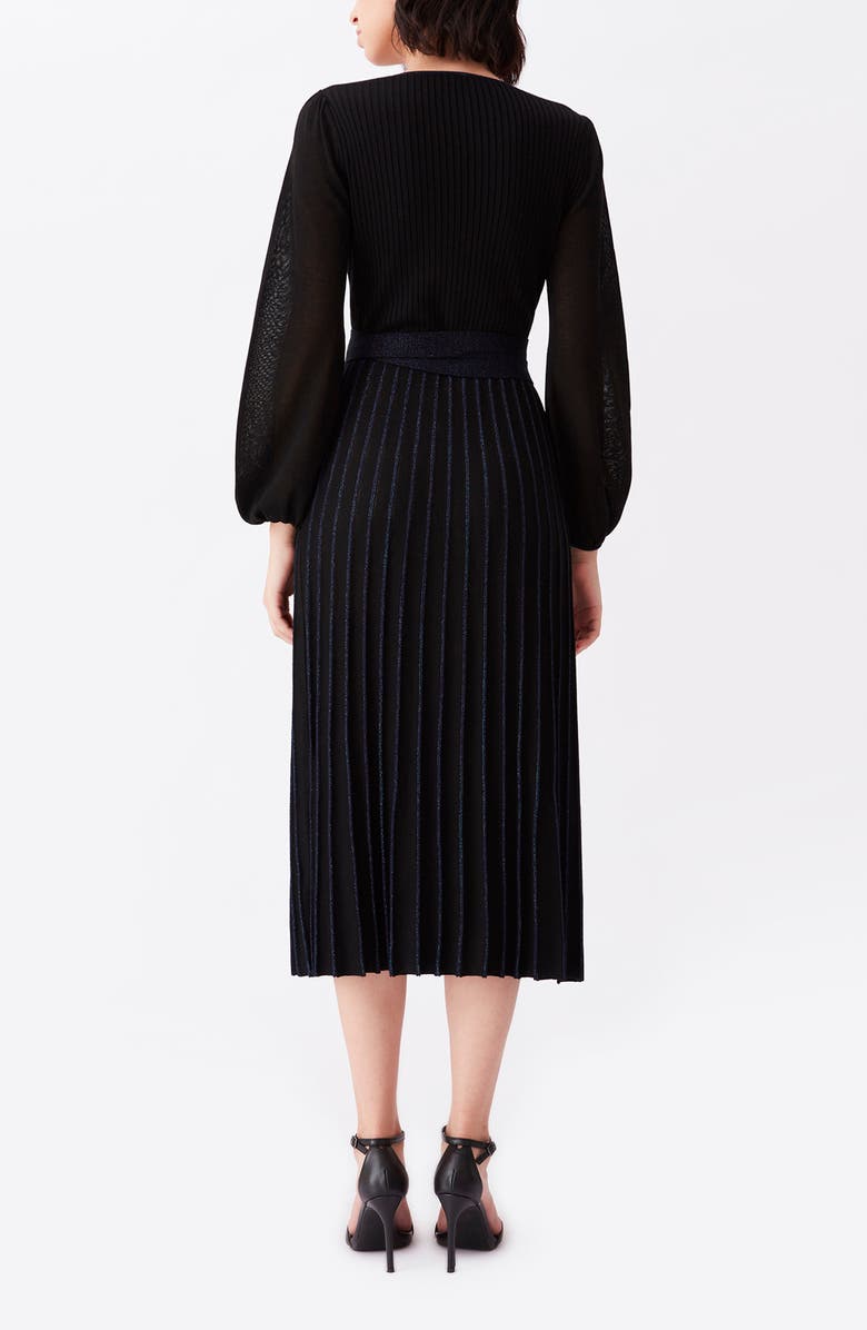 DVF Shelley Sparkle Ribbed Long Sleeve Wrap Dress, Alternate, color, 