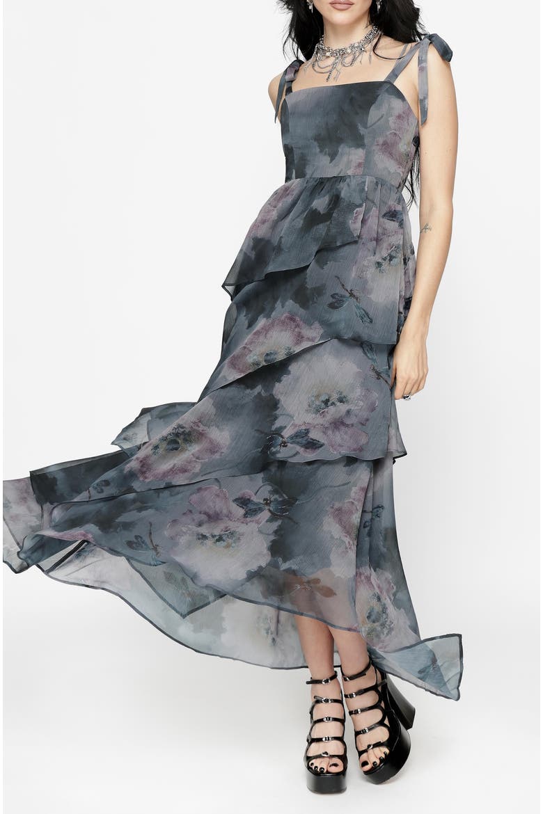 Ophelie Chiffon Tiered Maxi Dress, Alternate, color, Grey