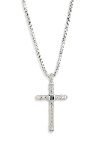 American Exchange Cross Pendant Necklace In Silver