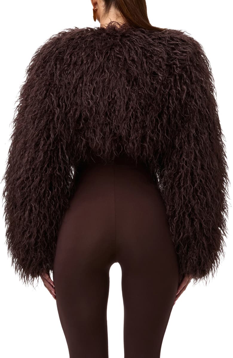 Naked Wardrobe Mongolian Faux Fur Jacket, Alternate, color, Dark Chocolate