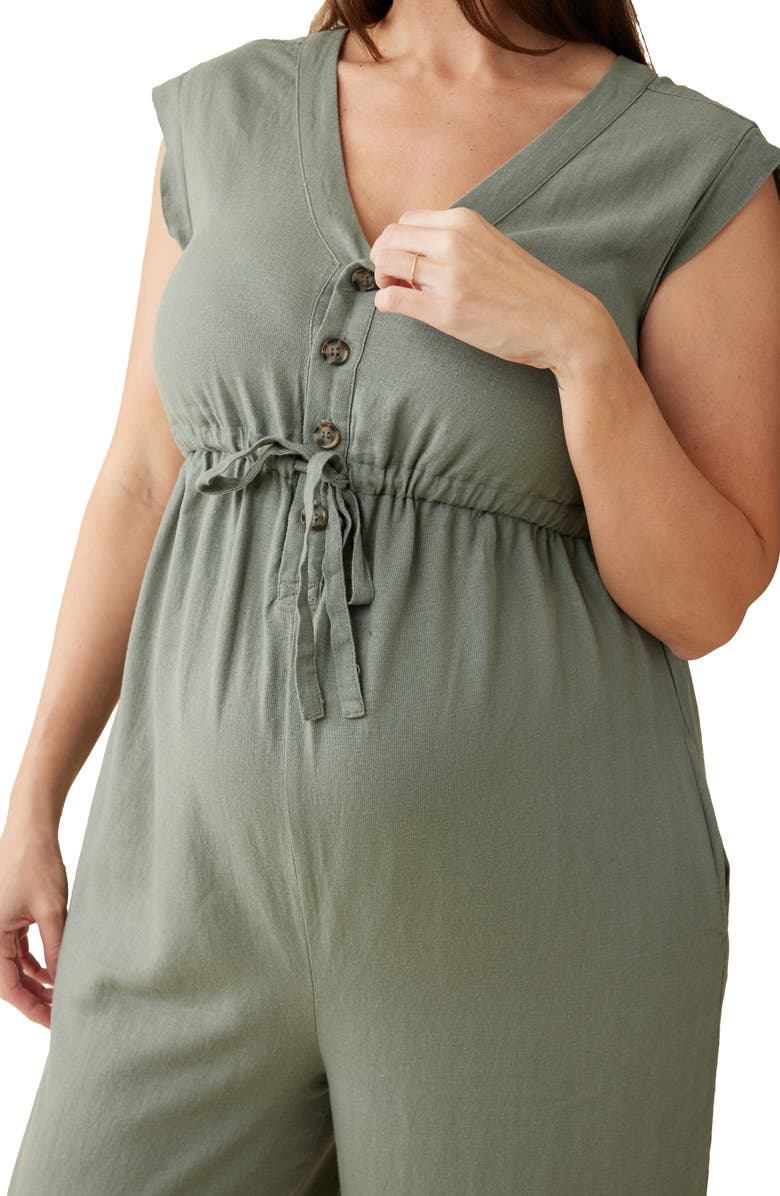 Ingrid & Isabel<sup>®</sup> Sleeveless Linen Blend Maternity Jumpsuit, Alternate, color, Agave