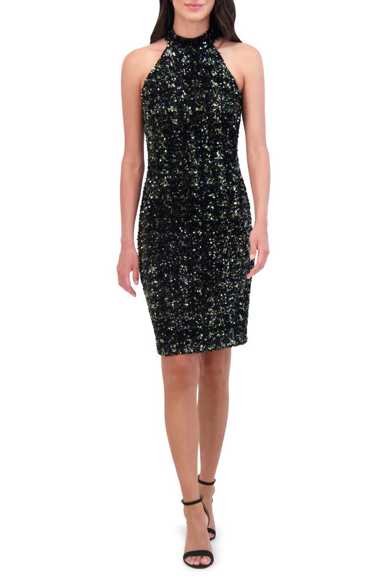 Cutout Velvet Sequin Cocktail Dress, Main, color, OLIVE