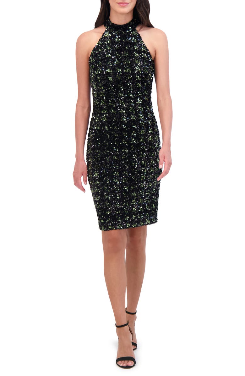 Vince Camuto Cutout Velvet Sequin Cocktail Dress, Main, color,