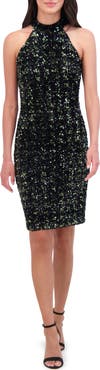 Vince Camuto Cutout Velvet Sequin Cocktail Dress