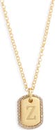 MESHMERISE Diamond Initial Dog Tag Pendant Necklace