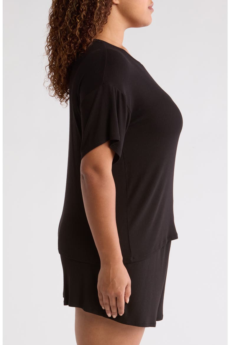 Moonlight Eco Easy Rib Short Pajamas, Alternate, color, BLACK