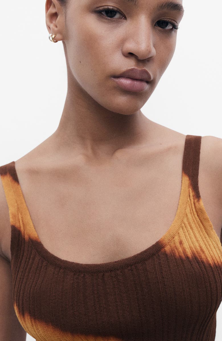 MANGO Tie Dye Rib Tank, Alternate, color, Brown