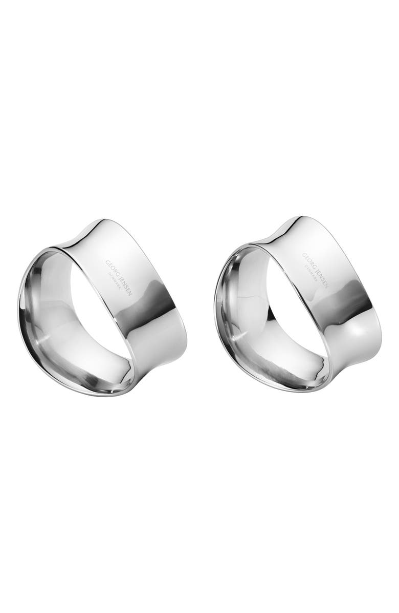 Georg Jensen Cobra Set of 2 Napkin Rings, Main, color, Silver