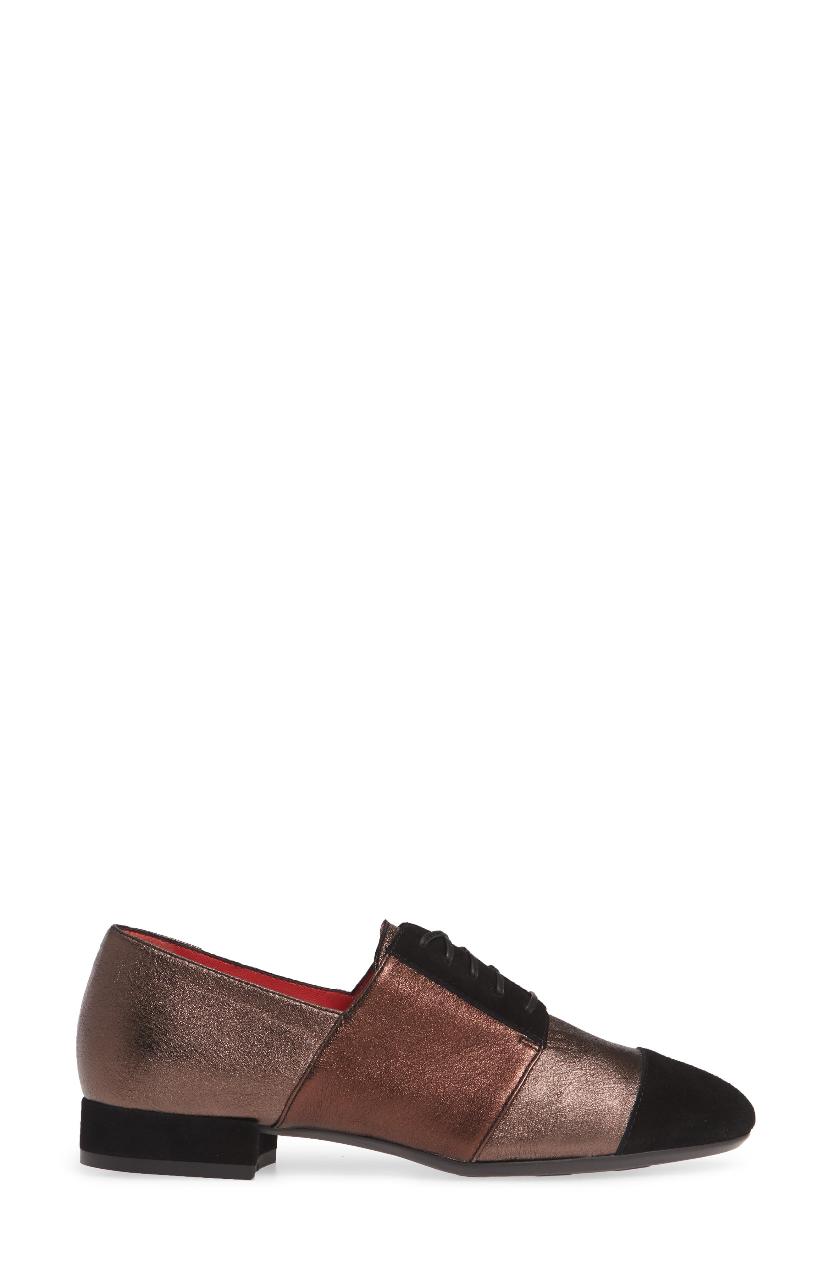 Pas de Rouge Daria Metallic Cap Toe Derby, Alternate, color, 