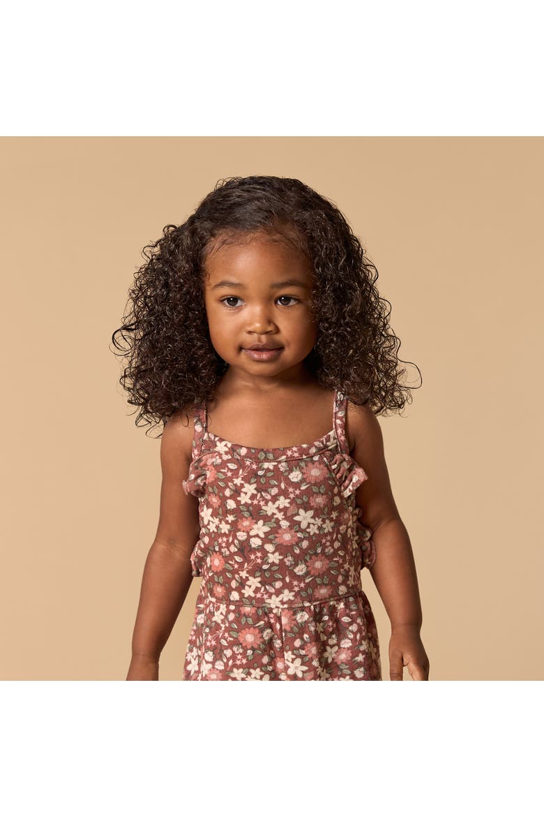 Ruffle Short Romper, Alternate, color, Brown Star Floral