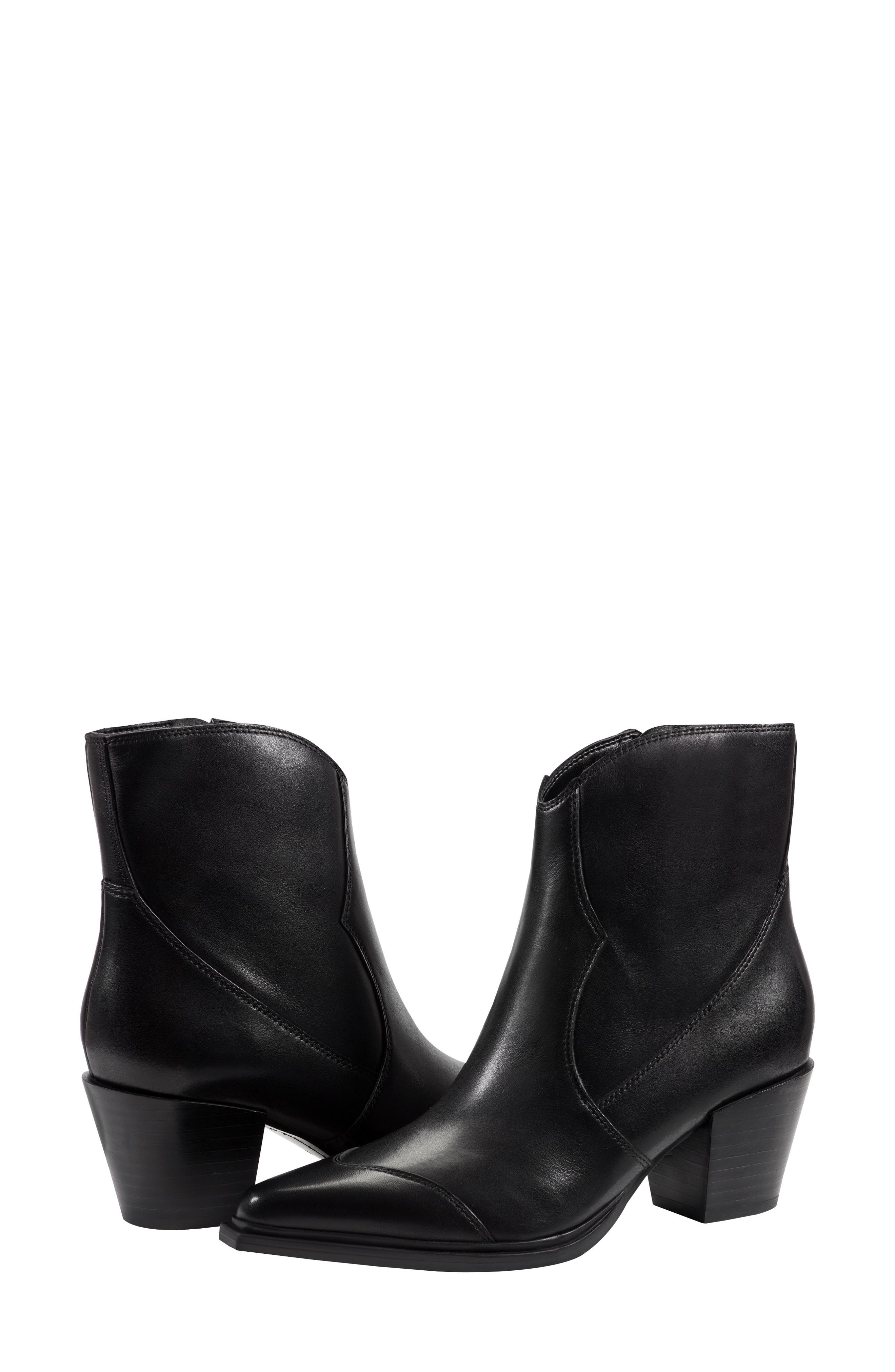 Marc Fisher LTD Giulie Pointed Cap Toe Bootie, Alternate, color, Black