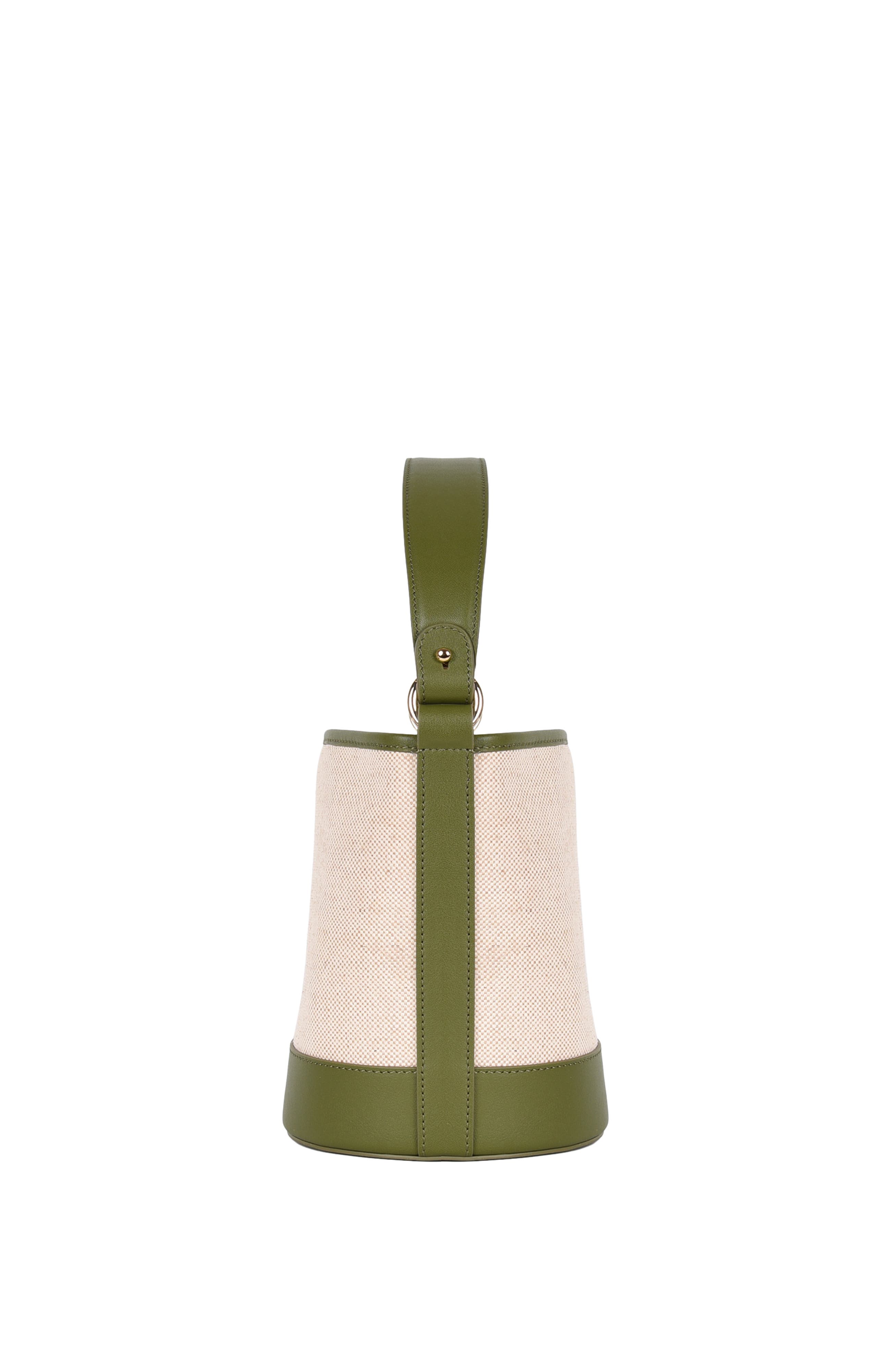 HYER GOODS Canvas and Upcycled Leather Convertible Mini Bucket Bag, Alternate, color, 