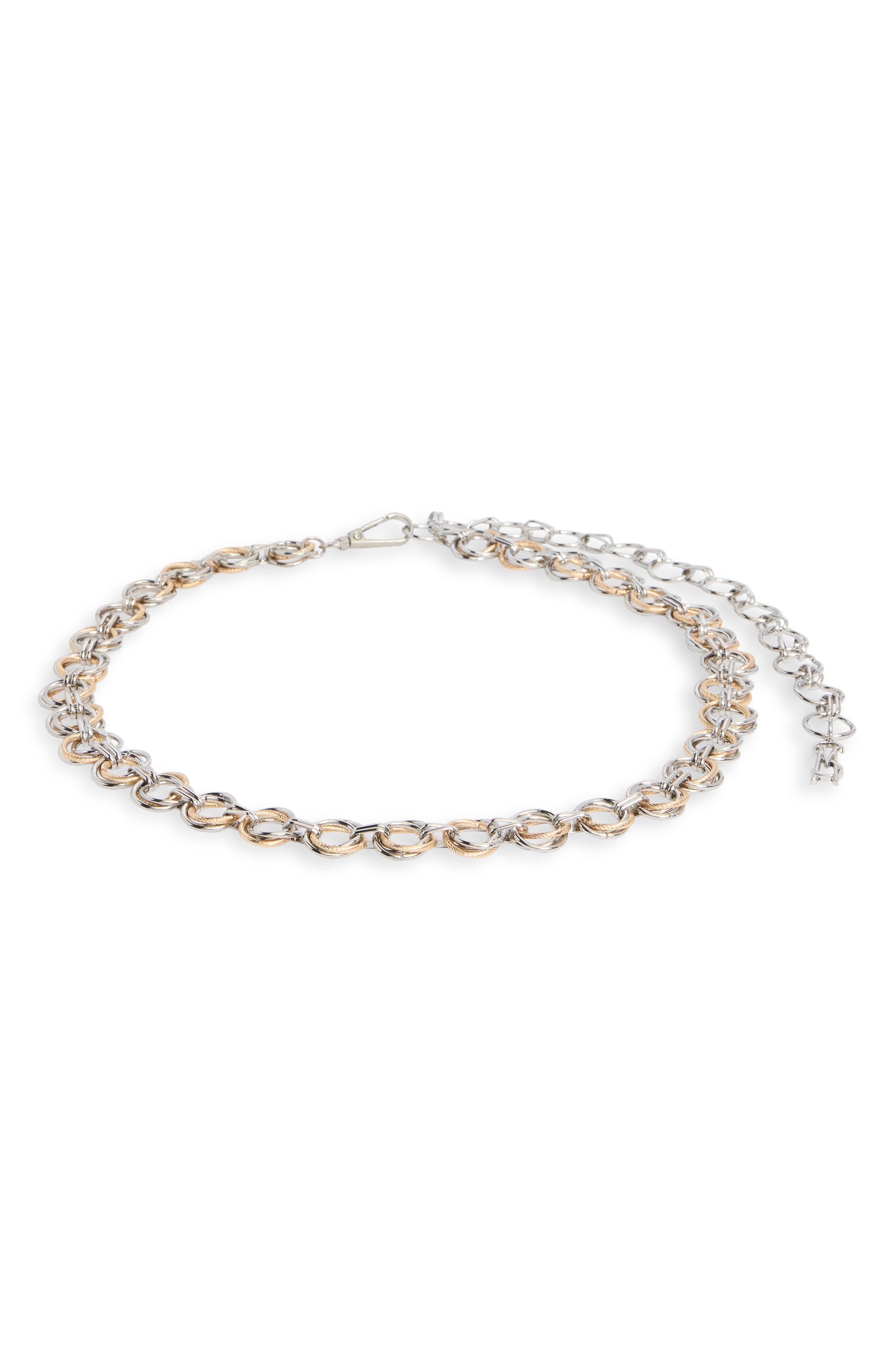 Steve Madden Two-Tone Layered Ring Chain Belt
