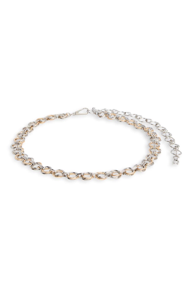 Two-Tone Layered Ring Chain Belt, Main, color, SILVER-GOLD