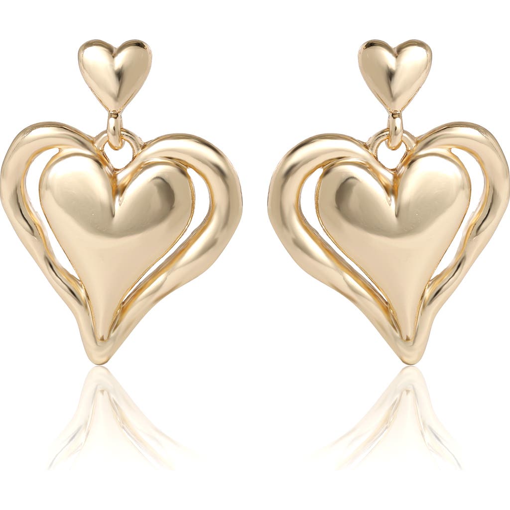 Bcbg Eneration Double Heart Drop Earrings In Gold