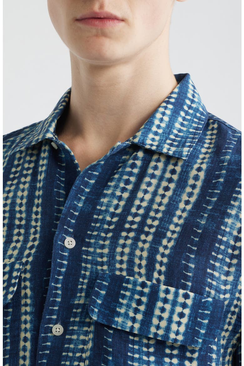 Short Sleeve Lyocell & Linen Button-Up Shirt, Alternate, color, SHIBORI STRIPE