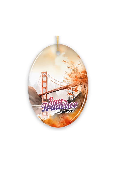 San Francisco Golden Gate Bridge Watercolor Ornament