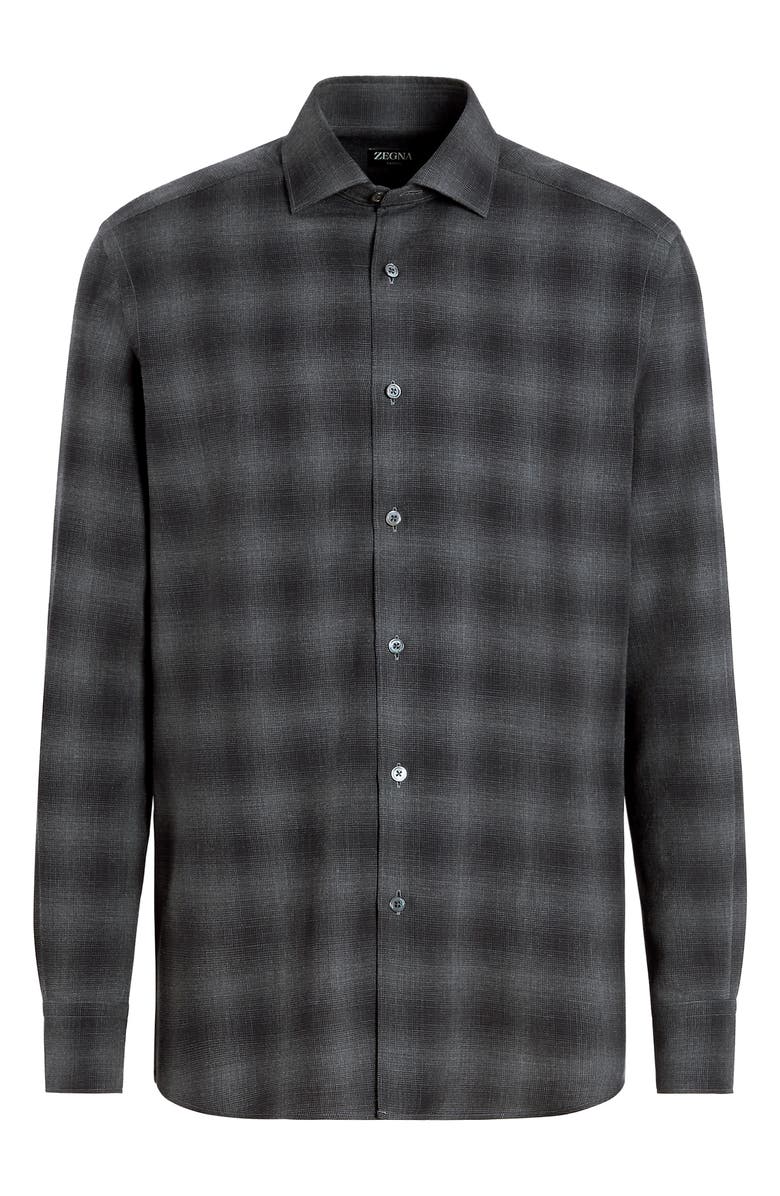 ZEGNA Cashco Plaid Cotton & Cashmere Button-Up Shirt, Alternate, color, 