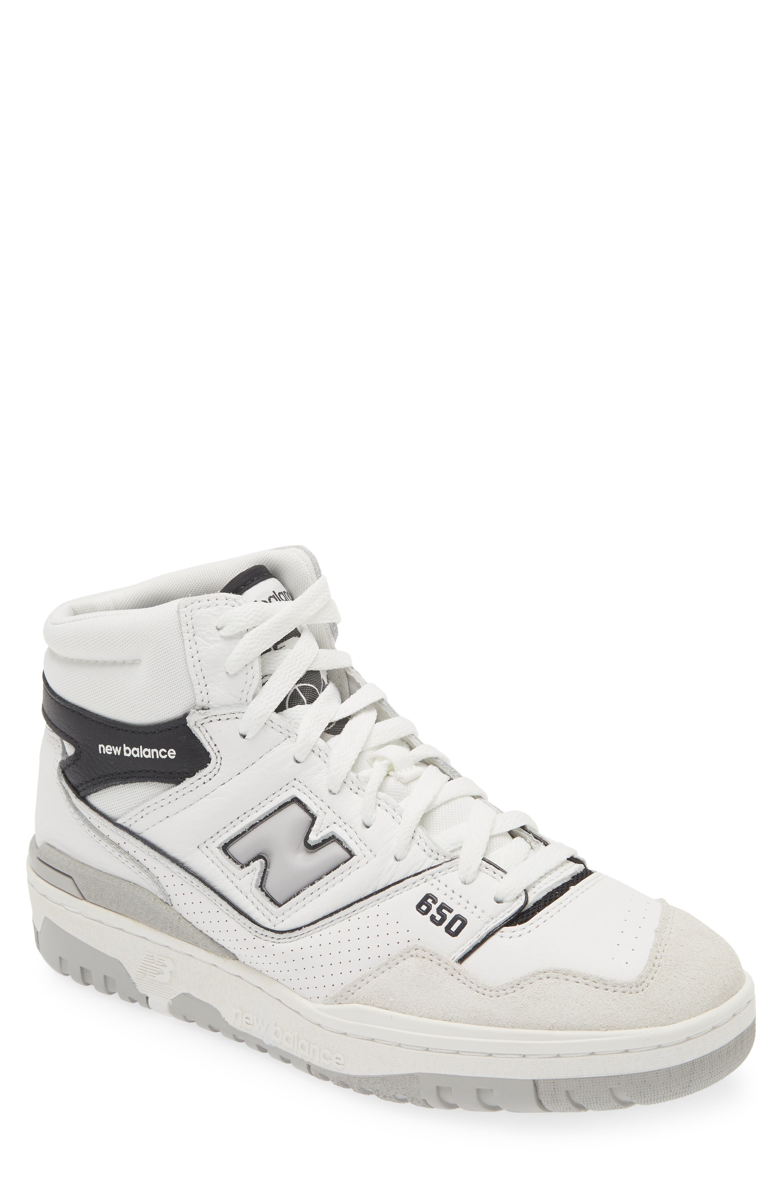 New Balance 650 High Top Sneaker, Main, color, White/ Black