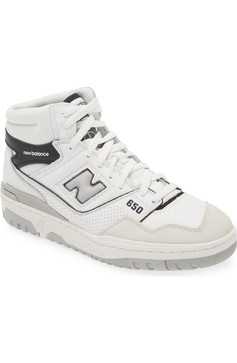 New Balance 650 High Top Sneaker, Main, color, White/ Black