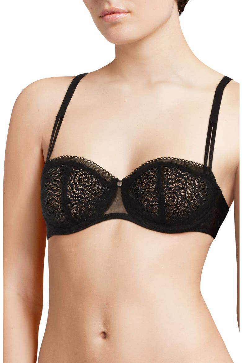 C Jolie Underwire Demi Bra, Main, color, BLACK