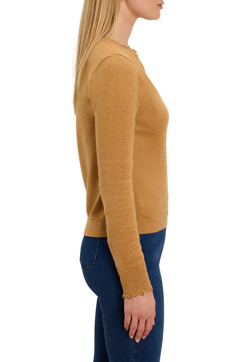 Henley Ruffle Sweater, Alternate, color, CARAMEL
