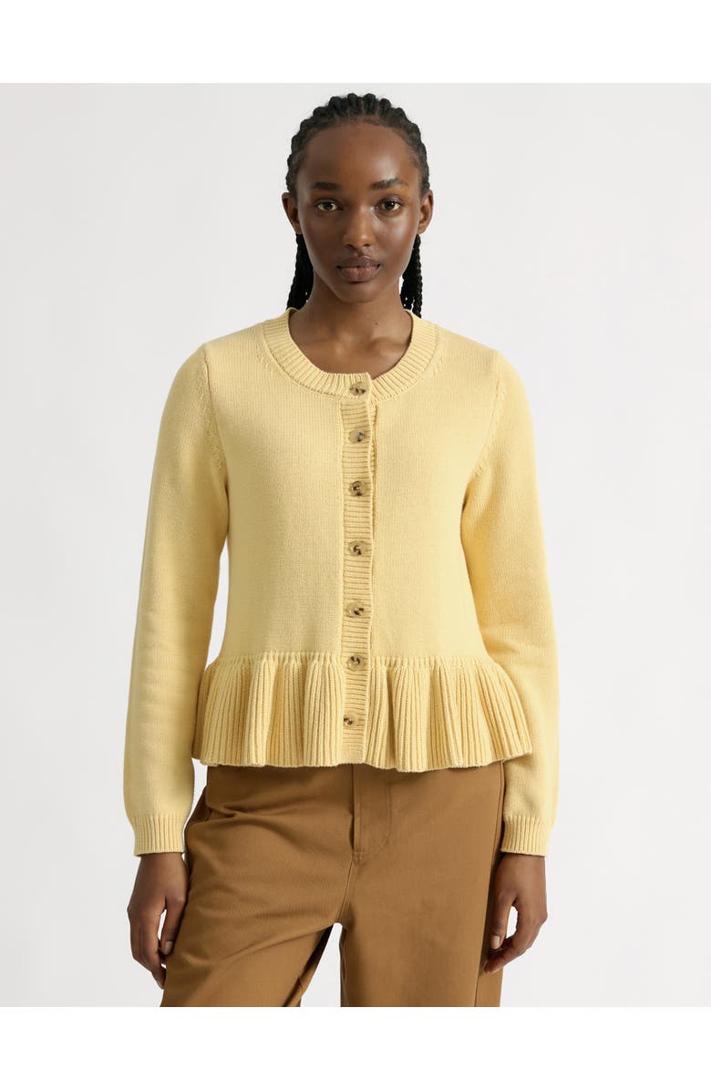Albaray Peplum Cotton Cardigan, Main, color, Lemon