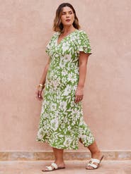 Live Unlimited Floral Flutter Sleeve Dress