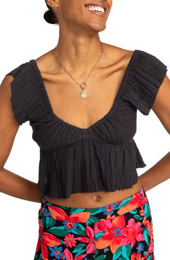 ROXY ROXY BRISA FLUTTER SLEEVE CROP TOP 