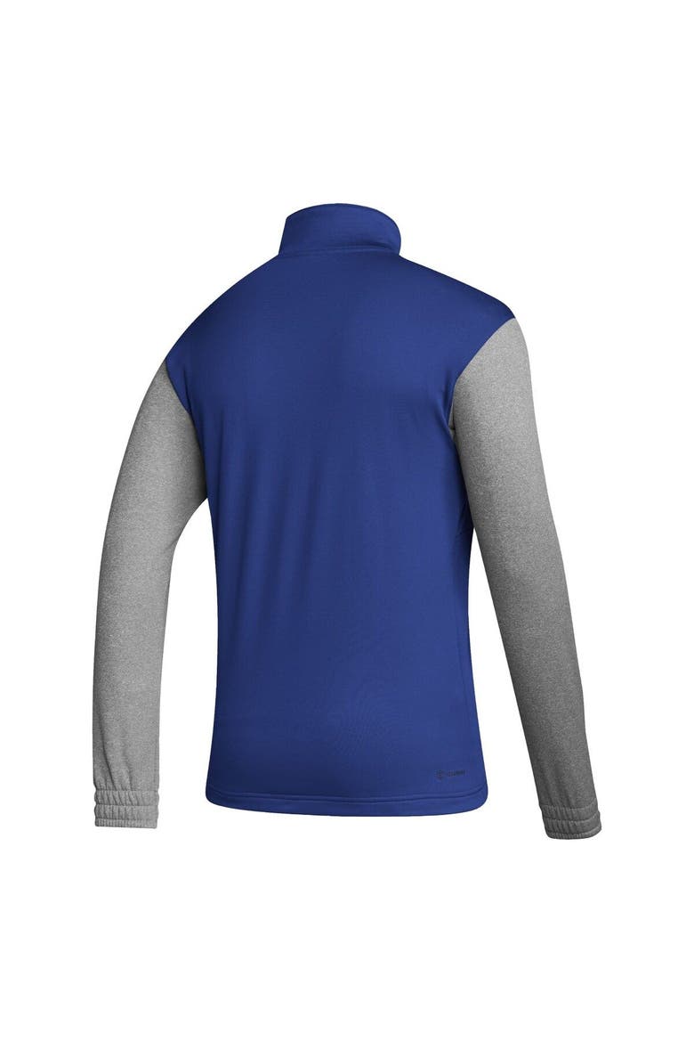 Men's adidas Royal/Heathered Gray Kansas Jayhawks Team AEROREADY Half-Zip Top, Alternate, color, Royal