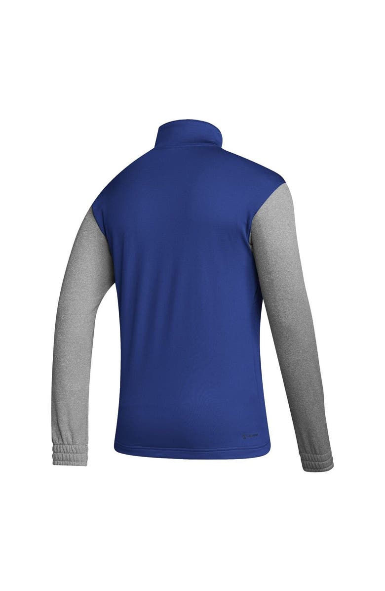adidas Men's adidas Royal/Heathered Gray Kansas Jayhawks Team AEROREADY Half-Zip Top, Alternate, color, Royal